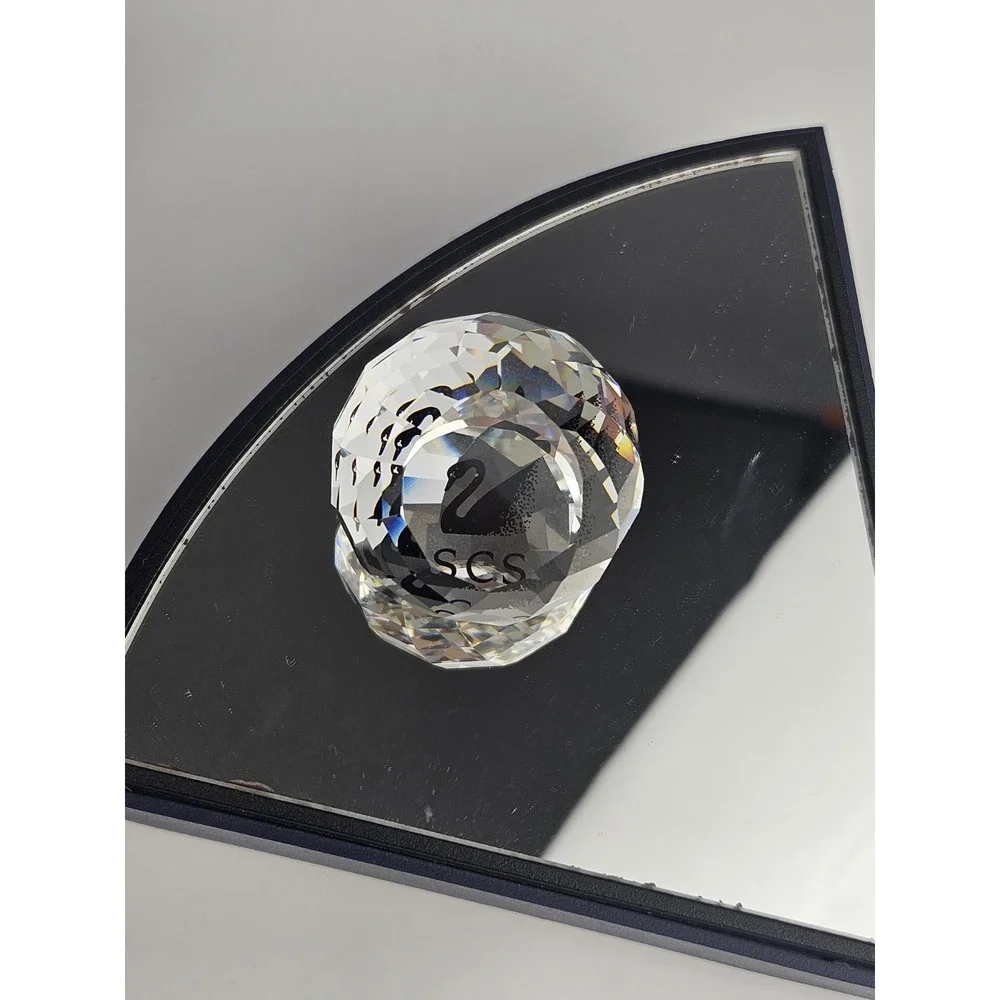 Swarovski Collectors Society (SCS) Swan Paperweight Black Swan‎ Logo Prism Orb